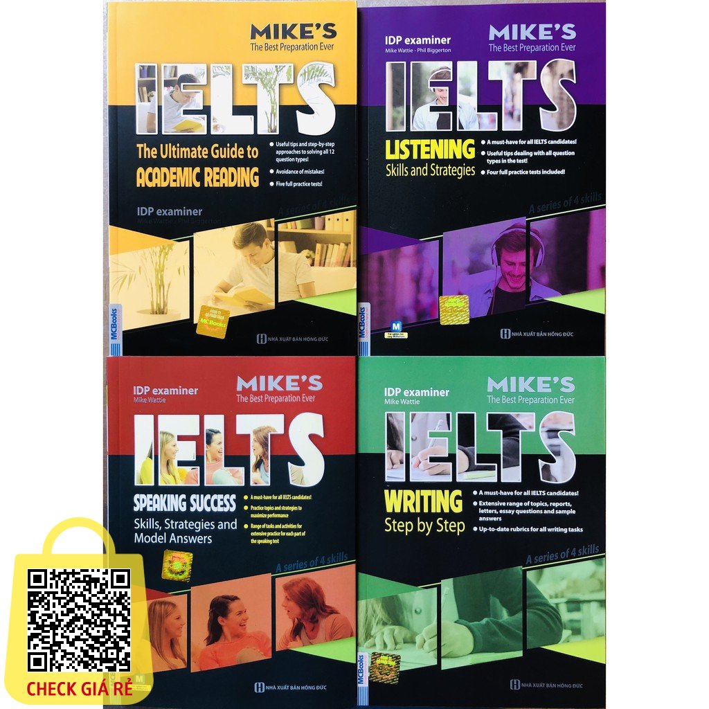 Sách Combo Trọn Bộ 4 cuốn Academic IELTS Mike + tặng kèm Booksmart