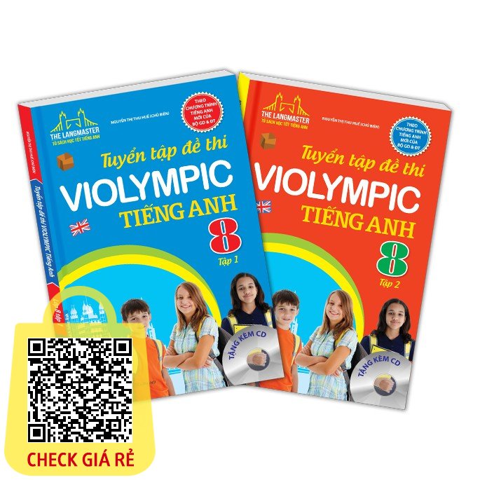 Sách - Combo tuyển tập đề thi VIOLYMPIC tiếng Anh lớp 8(trọn bộ 2 cuốn) Tặng Kèm Bookmark