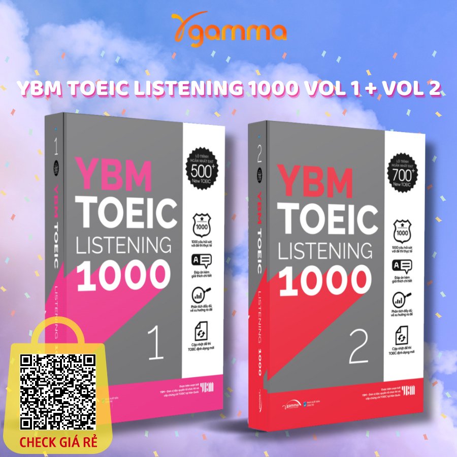 Sach > Combo YBM TOEIC Listening 1000 Vol 1 + Vol 2 10 De Thi Sat Nhat Voi Bai Thi TOEIC Theo Format Moi (Combo/Le)