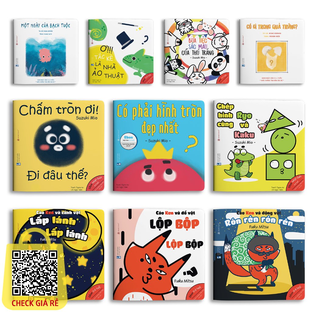 Sách Ehon Combo 10 cuốn Màu sắc - Âm thanh - Hình khối Dành cho bé 0-6 tuổi