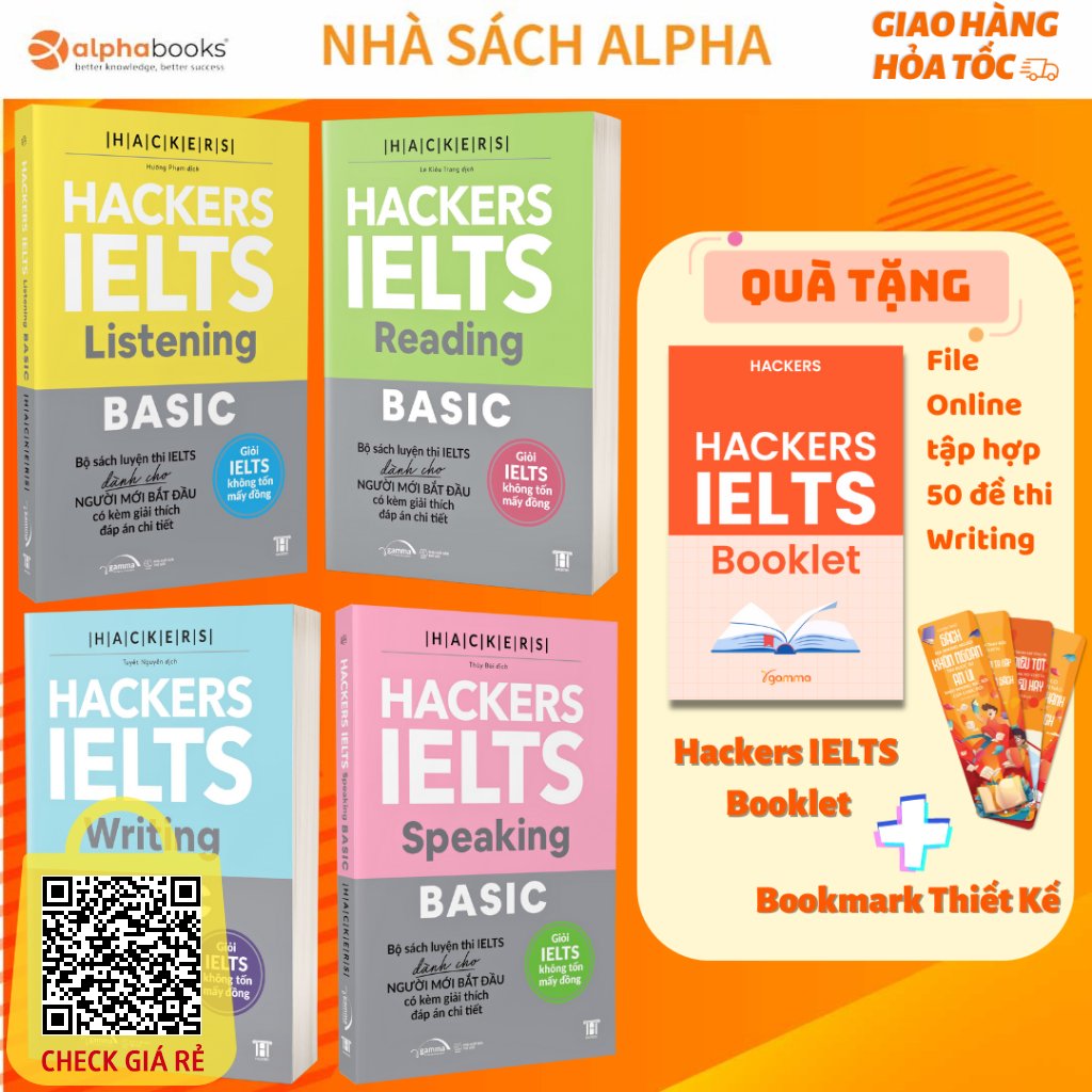 Sách Hacker IELTS Basic: Reading + Listening + Writing + Speaking (Combo 4 cuốn)