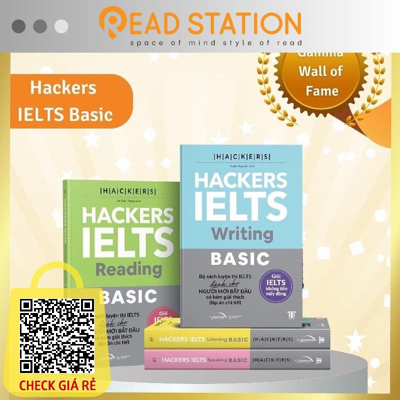 Sách: Hackers IELTS Basic: Listening + Reading + Speaking + Writing (Combo/Lẻ Bộ 4 Cuốn)