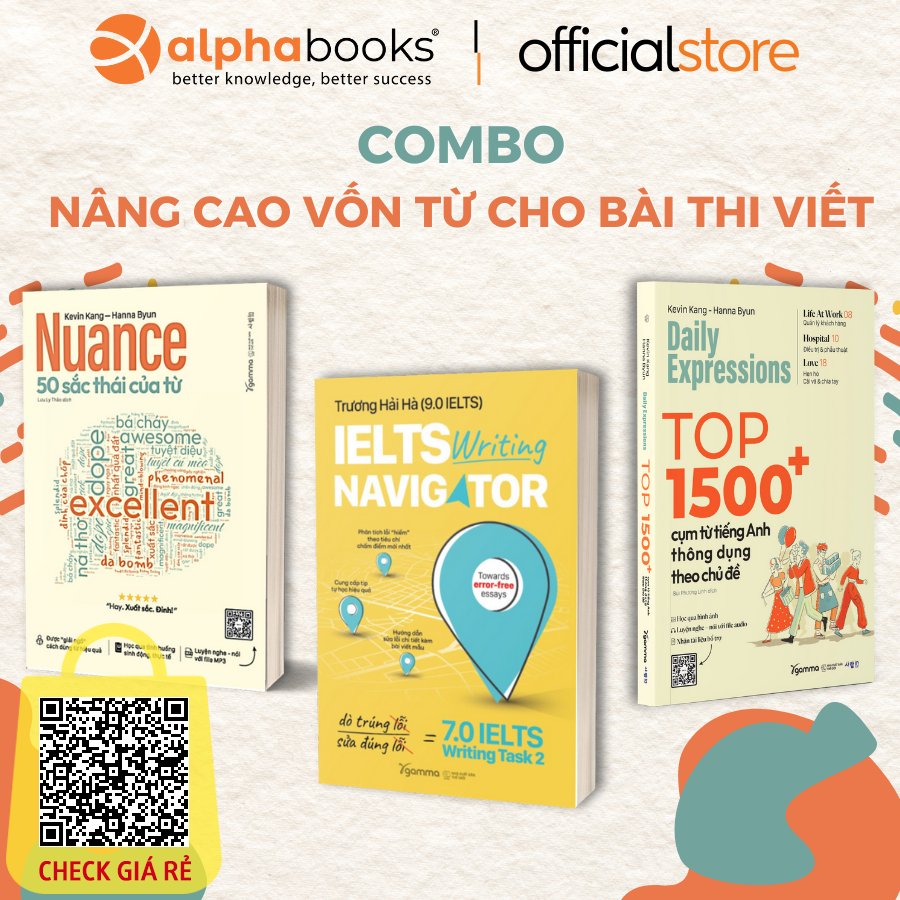 Sach: Le/Combo Tu Vung Trong Bai Viet: Ielts Writing Navigator + Nuance 50 Sac Thai Cua Tu+ Top 1500+ Cum Tu Tieng Anh