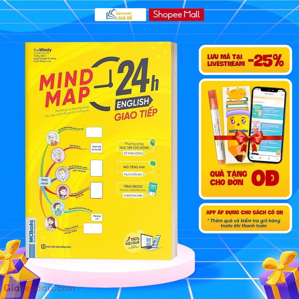 Sách Mindmap 24h English - Giao Tiếp Tiếng Anh Bằng Sơ Đồ Tư Duy - Kèm App Online