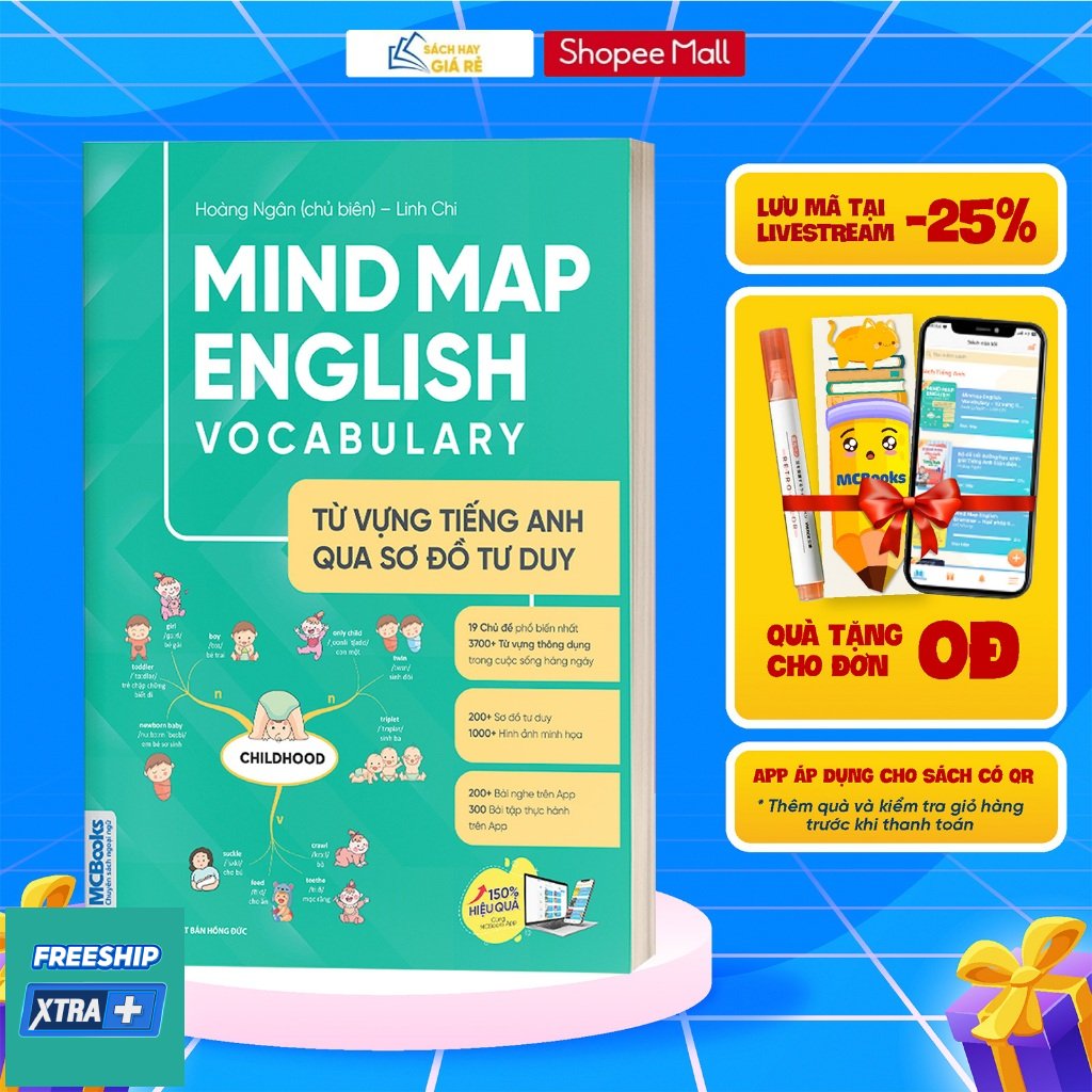 Sách Mindmap English Vocabulary - Từ Vựng Tiếng Anh Qua Sơ Đồ Tư Duy (PHIÊN BẢN ĐẶC BIỆT 2022) - Kèm khóa học chi tiết