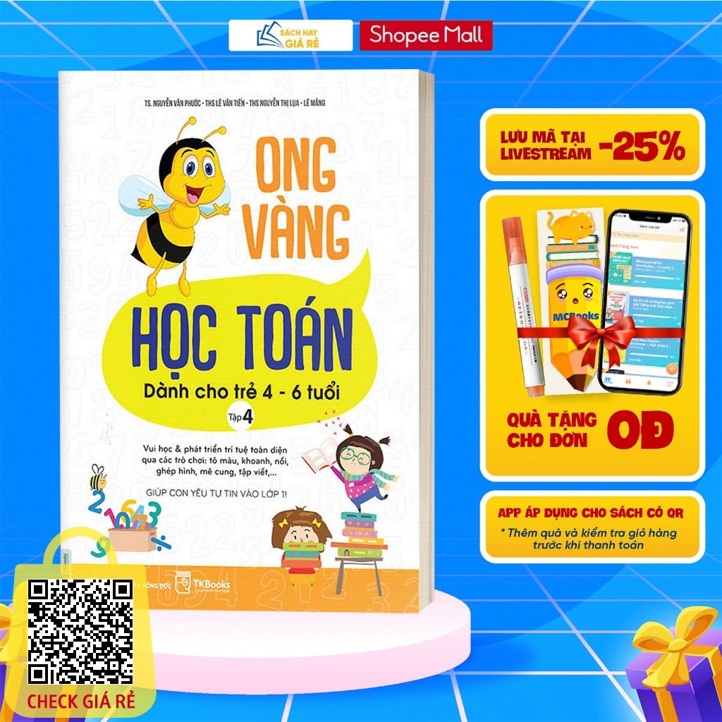 Sách Ong Vàng Học Toán Dành Cho Trẻ 4-6 tuổi tập 4 - Học Kèm App Online