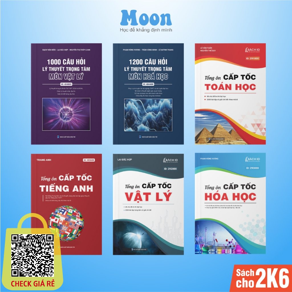 Sách trọng tâm kiến thức luyện thi THPT ôn thi đánh giá năng lực toán lý hoá anh 9+ Moonbook