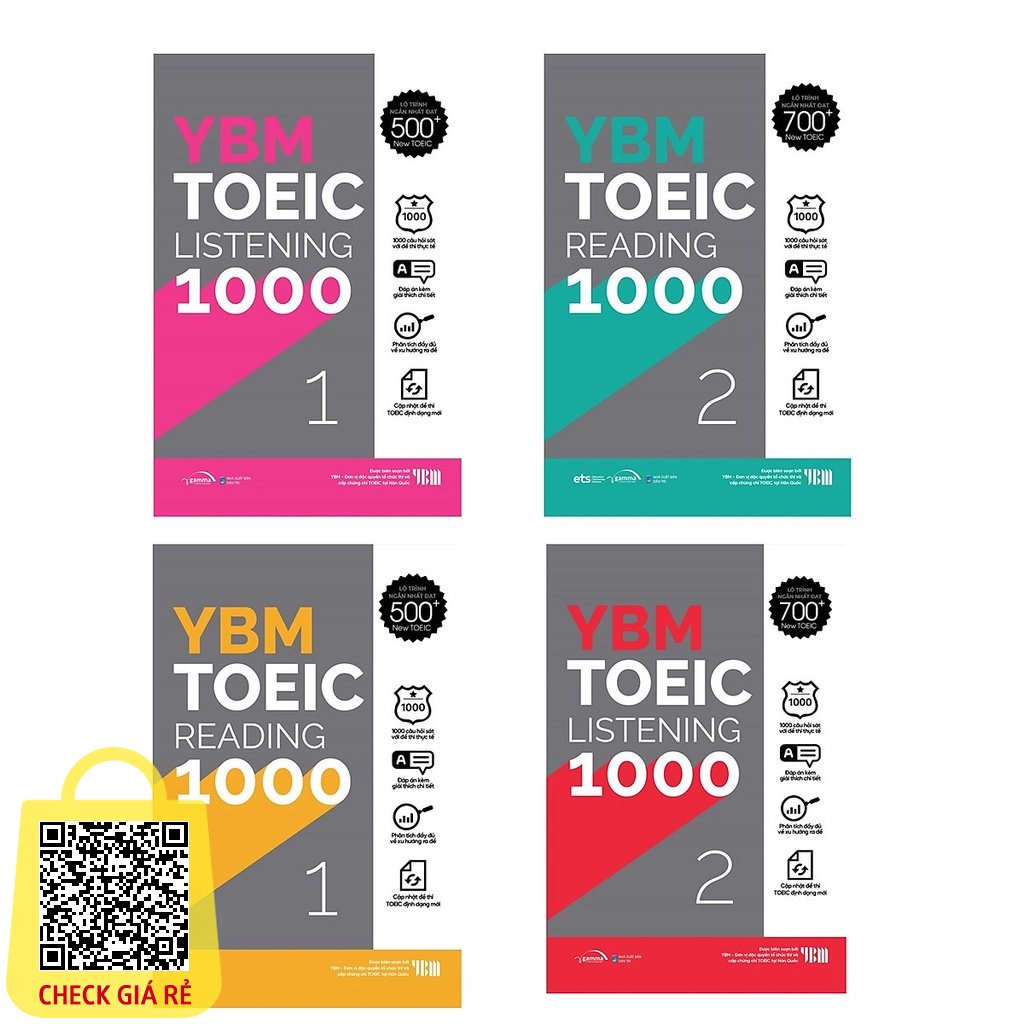 Sách YBM TOEIC 1000 4 Vol (Trọn Bộ 4 Cuốn): YBM TOEIC Reading 1000 + YBM TOEIC Listening 1000