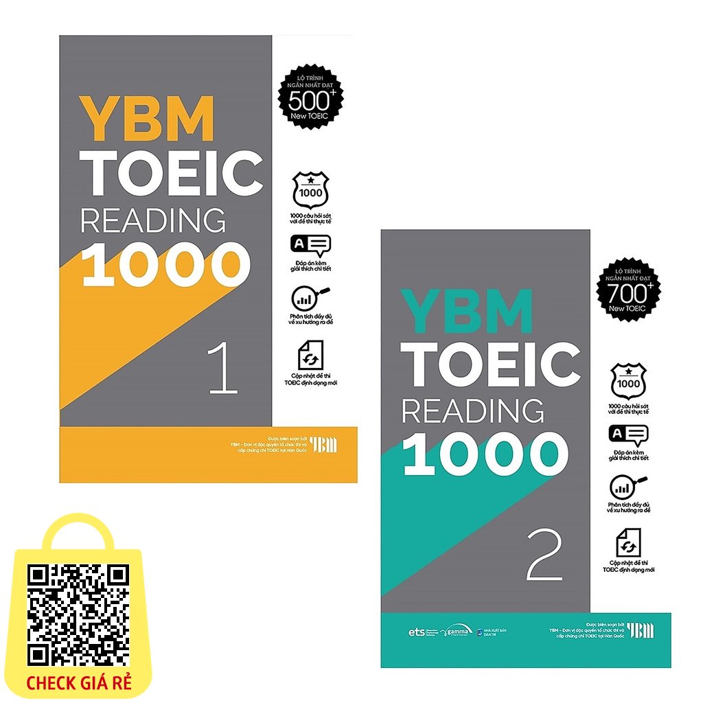 Sách- YBM TOEIC Reading 1000: Vol 1 + 2 ( Bộ 2 Cuốn)