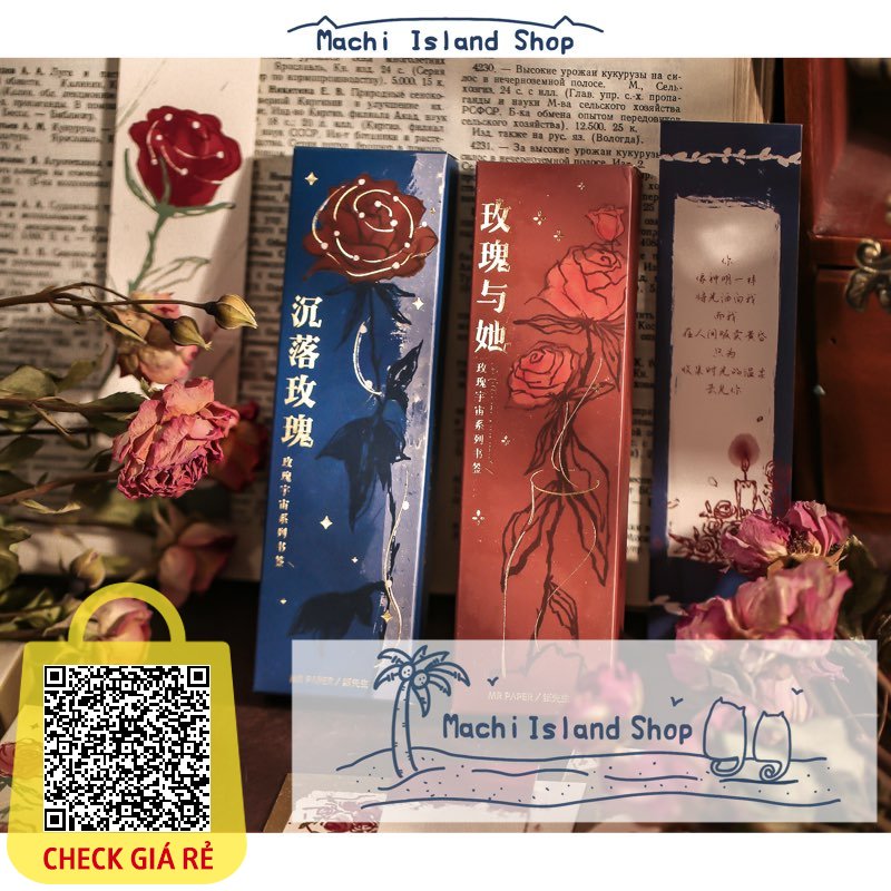  🌴 Set 30 tờ thẻ đánh dấu bằng giấy【Chủ đề về vũ trụ hoa hồng】 4 kiểu Hoa hồng Bông hoa Thẻ đánh dấu Tranh minh họa mới mẻ Thẻ đánh dấu trang sách  trong suốt chất lượng tốt