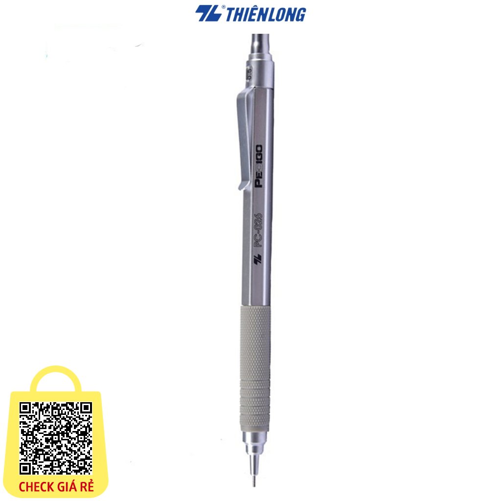 Set bút chì kim bấm kỹ thuật Thiên Long PC-026 kèm hộp min chì HB 0.5mm - gôm ở đuôi bút - tiện lợi cho học sinh - sinh viên