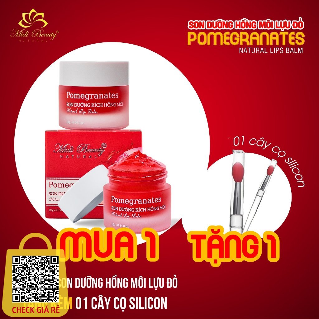 Son Duong Hong Moi Luu Do 10GR - Pomegranates Natural Lip Balm 10GR Midi Beauty Natural