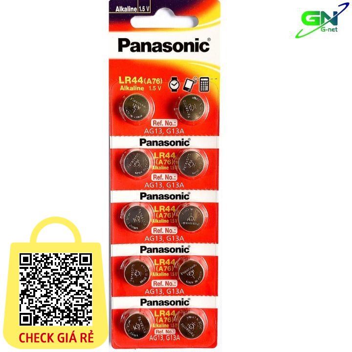 Vỉ 10 viên pin Panasonic LR44 - Hàng chính hãng cho đồng hồ, máy tính casio vinacal