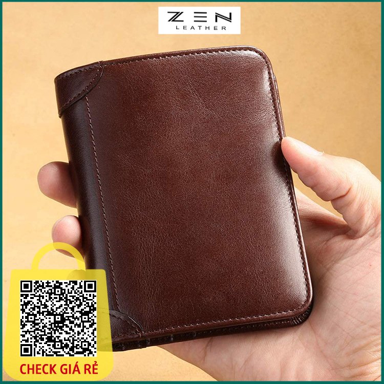 ví nam AD01, bóp nam da bò dáng đứng thiết kế nhiều ngăn đựng tiền, thẻ siêu bền bảo hành 06 tháng Zen Leather