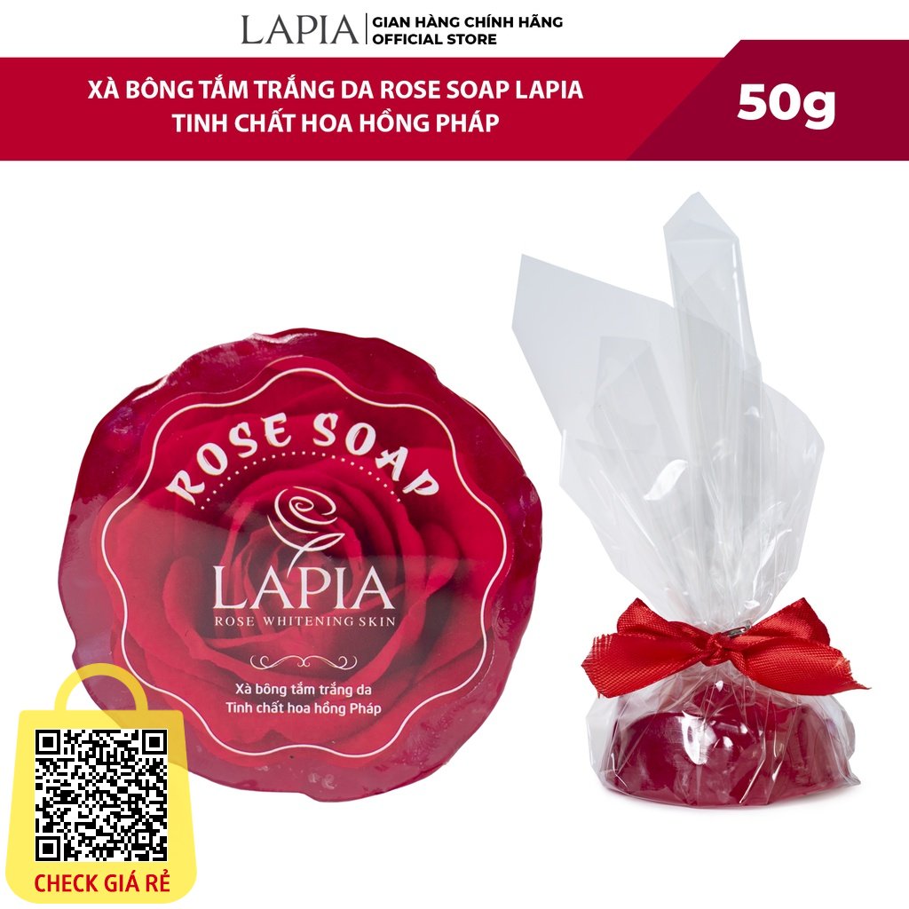 Xà Bông Tắm Trắng Da Rose Soap Lapia Tinh Chất Hoa Hồng Pháp 50g